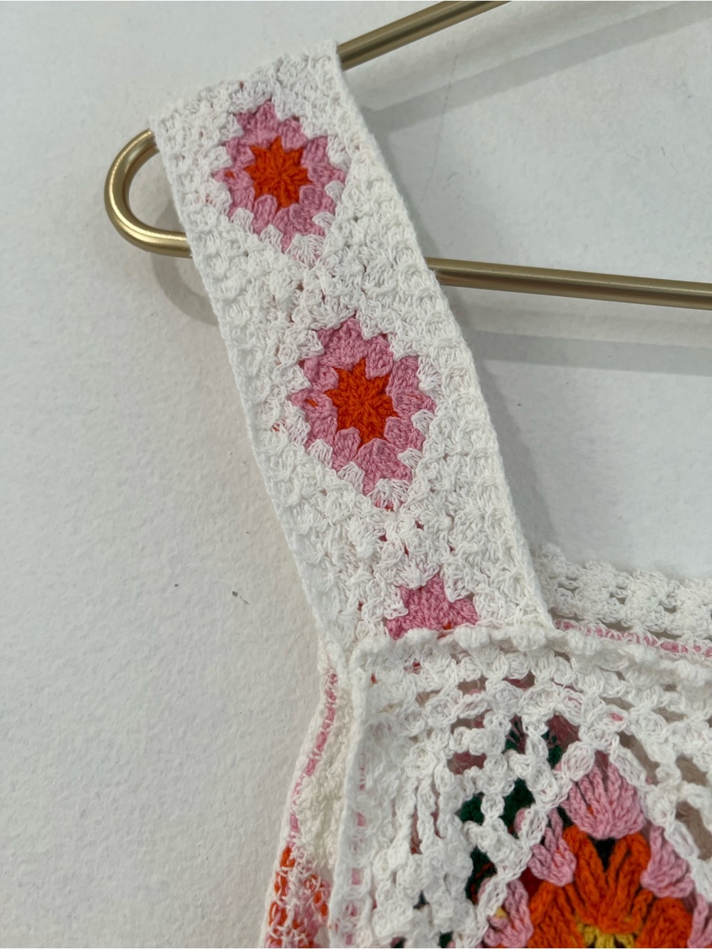 REBELLION White Crochet Floral Patchwork Crop Tank Top boho   XL - Picture 4 of 9